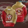 49ers Hoodie 3D Logo Pattern Red Brown San Francisco 49ers Gift 0