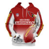 Arizona Cardinals Hoodie 3D Zip Hoodie Cute Flame Balls Graphic Gifts for Fans 0