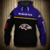 Baltimore Ravens 3D Skull Hoodie Pullover Zip Hoodie for Fans 0