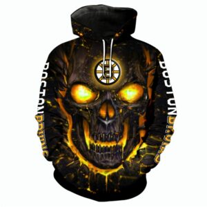 Boston Bruins Halloween Hoodie 3D Skulls Pullover Nhl 0