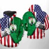 Boston Celtics NBA US Flag Team 3D Hoodie Zipper Hoodie 0