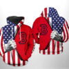 Boston Red Sox MLB US Flag 3D Hoodie Zipper Hoodie 0