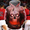 Boston Red Sox Skull On Fire Hoodie 3d 0