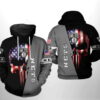 Brooklyn Nets NBA US Flag Skull Team 3D Hoodie 0