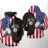 Brooklyn Nets NBA US Flag Team 3D Hoodie 0