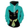 Business Cat Black Cat Hoodie 3D 0