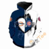 Chicago Cubs Chicago Bears Ripped Heart Hoodie 3d 0