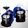 Chicago Cubs MLB Skull Punisher 3D Hoodie 0