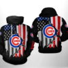 Chicago Cubs MLB US Flag 3D Hoodie 0