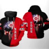 Cincinnati Reds MLB US Flag Skull 3D Hoodie 0