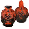 Cleveland Browns Hoodie Halloween Pumpkin Skull Print Zip Hoodie 0
