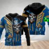 Custom 3D Hoodie Gold Coast Titans NRL Skull Cap Custom Name 3D All Over Print Zip up Hoodie Option 1