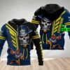 Custom 3D Hoodie North Queensland Cowboys NRL Skull Cap Custom Name 3D All Over Print Zip up Hoodie Option 1