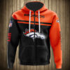 Denver Broncos 3D Skull Hoodie Pullover Zip Hoodie for Fans 0