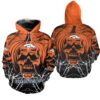 Denver Broncos Hoodie Halloween Pumpkin Skull Print Zip Hoodie 0