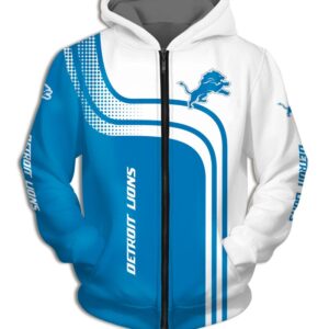 Detroit Lions Zipper Hoodie 3D One Way Zip Hoodie 0