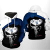 Detroit Tigers MLB Skull Punisher 3D Hoodie Zipper Hoodie 0