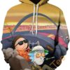 Funny Cartoon Cosplay Print Pullover With Front Pocket Sport All Over Print Hoodie 3D 0
