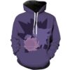 Gastly Gengar And Haunter Pokemon Hoodie 3D 0