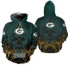 Green Bay Packers Hoodie Halloween Pumpkin Skull Print Zip Hoodie 0