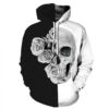Halloween Skull And Rose 3D Hoodie Zipper Hoodie 0