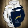 Los Angeles Chargers Hoodie 3D Zip Hoodie Pullover Gift for Fans 0