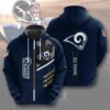 Los Angeles Rams Hoodie 3D Zip Hoodie 3 Lines Graphic Gift for Fans 0