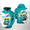Miami Dolphins Nfl Baby Yoda Hoodie Team 3D Printed 0