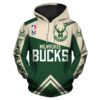 Milwaukee Bucks Hoodie 3D Zip Hoodie for Fans NBA 0