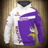 Minnesota Vikings Hoodie 3D Zip Hoodie Pullover Gift for Fans 0