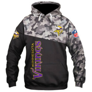 Minnesota Vikings Military Hoodie 3D Zip Hoodie 3D Zip Hoodie Long Sleeve New Season 0