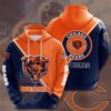 NFL Chicago Bears Logo 3D All Over Print Zip up Hoodie Option 1