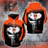 NFL Cincinnati Bengals Punisher New Skull 3D All Over Print Zip up Hoodie Option 1