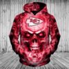 Nfl Kansas City Chiefs Skull 3D All Over Print Zip Up Hoodie Option NFL Kansas City Chiefs Skull 3D All Over Print Zip up Hoodie Option 1