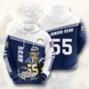 NFL Los Angeles Chargers Junior Seau 3D All Over Print Zip up Hoodie Option 1