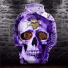 NFL Minnesota Vikings Purple Skull Graphic 3D Men and Women 3D All Over Print Zip up Hoodie Option 1
