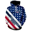 NFL New England Patriots Patriotic Star and Stripes 3D All Over Print Zip up Hoodie Option 1