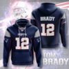 NFL New England Patriots Tom Brady 12 3D All Over Print Zip up Hoodie Option 1