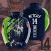 NFL Seattle Seahawks Dk Metcalf 3D All Over Print Zip up Hoodie Option 1