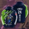 NFL Seattle Seahawks Marshawn Lynch 3D All Over Print Zip up Hoodie Option 1