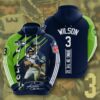 NFL Seattle Seahawks Russell Wilson 3D All Over Print Zip up Hoodie Option 1