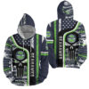 NFL Seattle Seahawks With Skull Pattern 3D Full Over Print Hoodie Zip Hoodie Sweater Tshirt 3 1