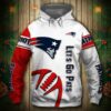 New England Patriots Hoodie 3D Graphic Balls Zip Hoodie Pullover 0