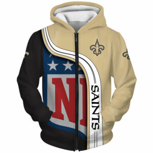 New Orleans Saints 3D Hoodie Pullover Zip Hoodie Nfl for Fans 0