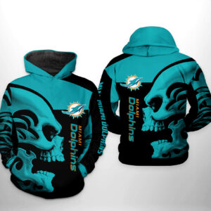 Nfl Miami Dolphins Hoodie Skull 3D Printed 0