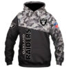 Oakland Raiders Military Hoodie 3D Zip Hoodie 3D Zip Hoodie Long Sleeve New Season 0