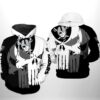 Oakland Raiders NFL Team Skull 3D All Over Print Zip up Hoodie Option 1