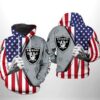 Oakland Raiders NFL US Flag Team 3D All Over Print Zip up Hoodie Option 1