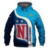 Official Los Angeles Chargers NFL 3D All Over Print Zip up Hoodie Option 1