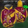Personalized 3D Hoodie Brisbane Broncos NRL 3D Custom Name 3D All Over Print Zip up Hoodie Option 1